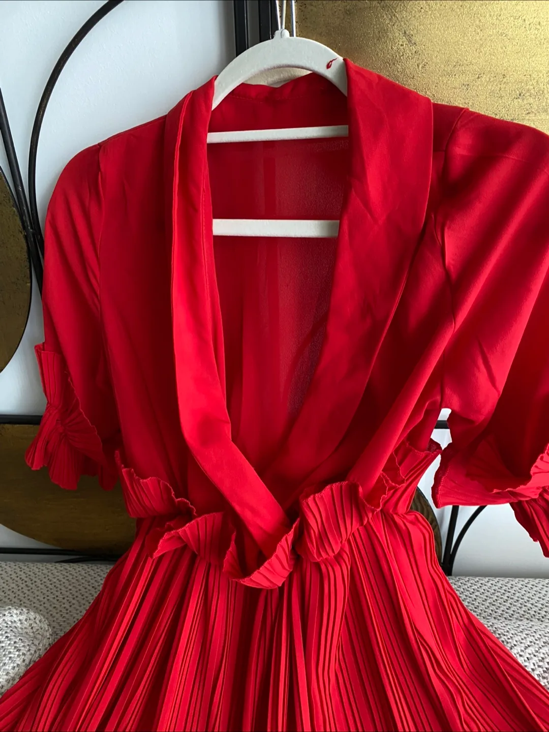 Red Pleated Dress sz S image indicator(2)