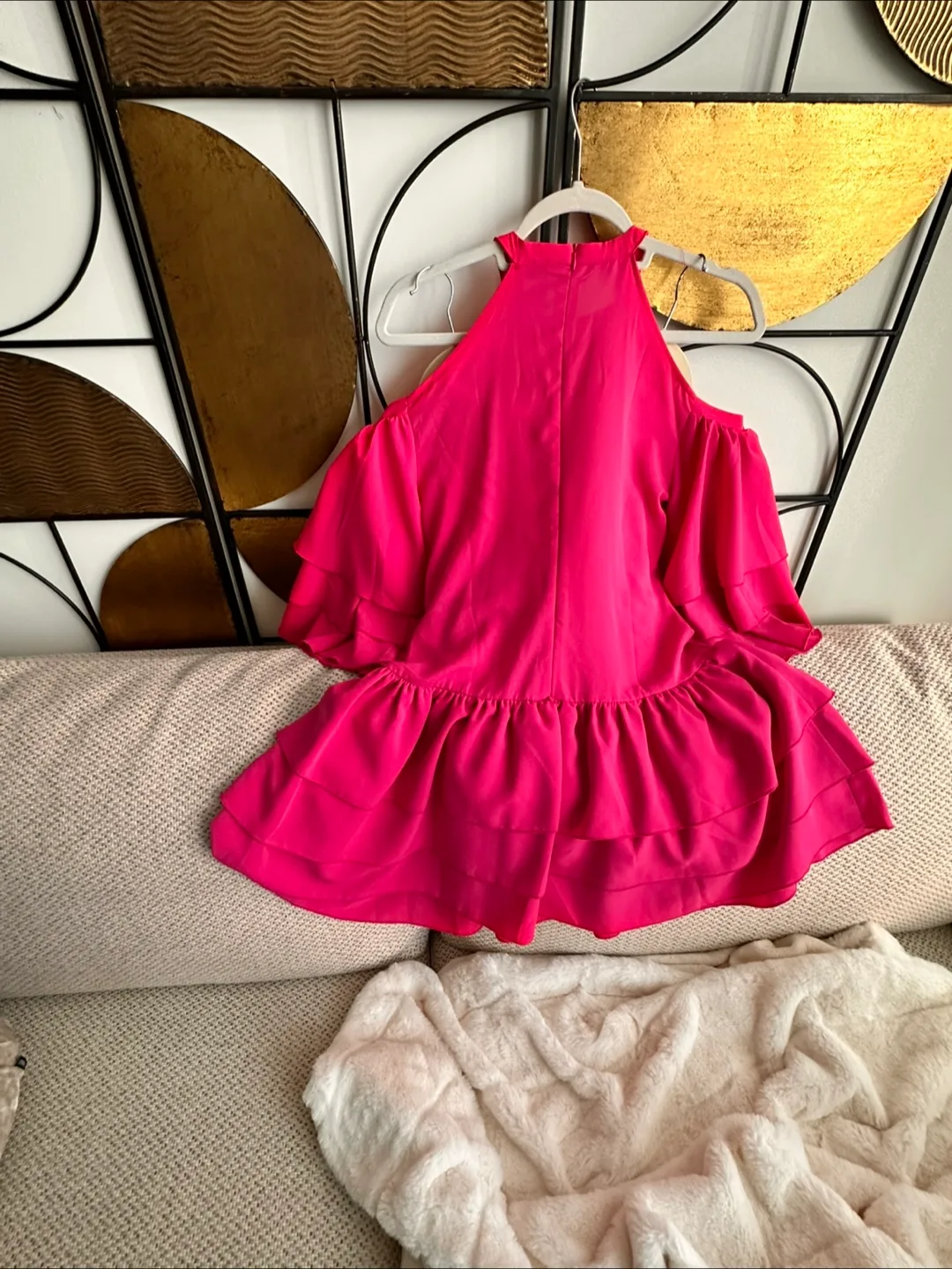 Hot Pink Ruffle Dress - Size Medium image indicator(4)