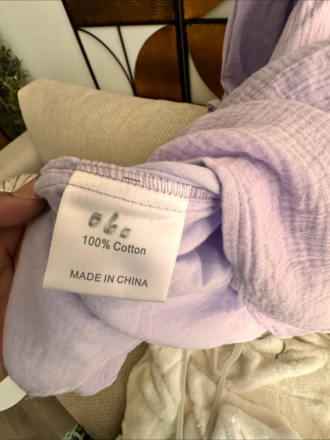 Lavender Cotton Dress puff sleeves M image indicator(4)