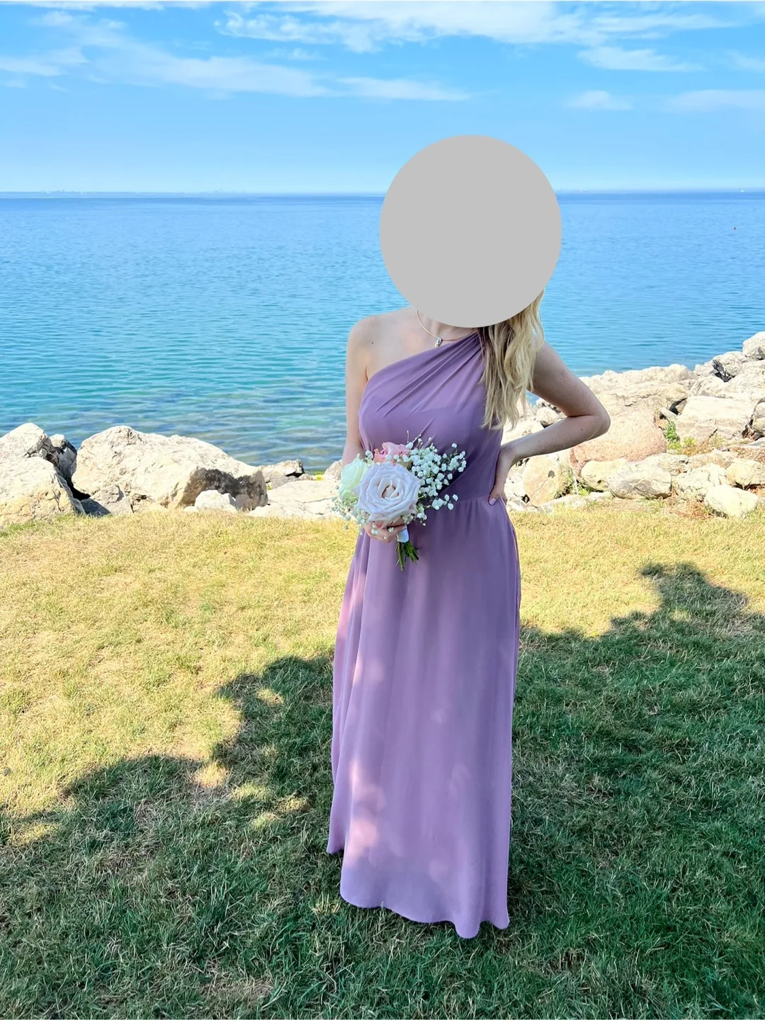 One Shoulder Formal Chiffon Gown - Size M thumbnail