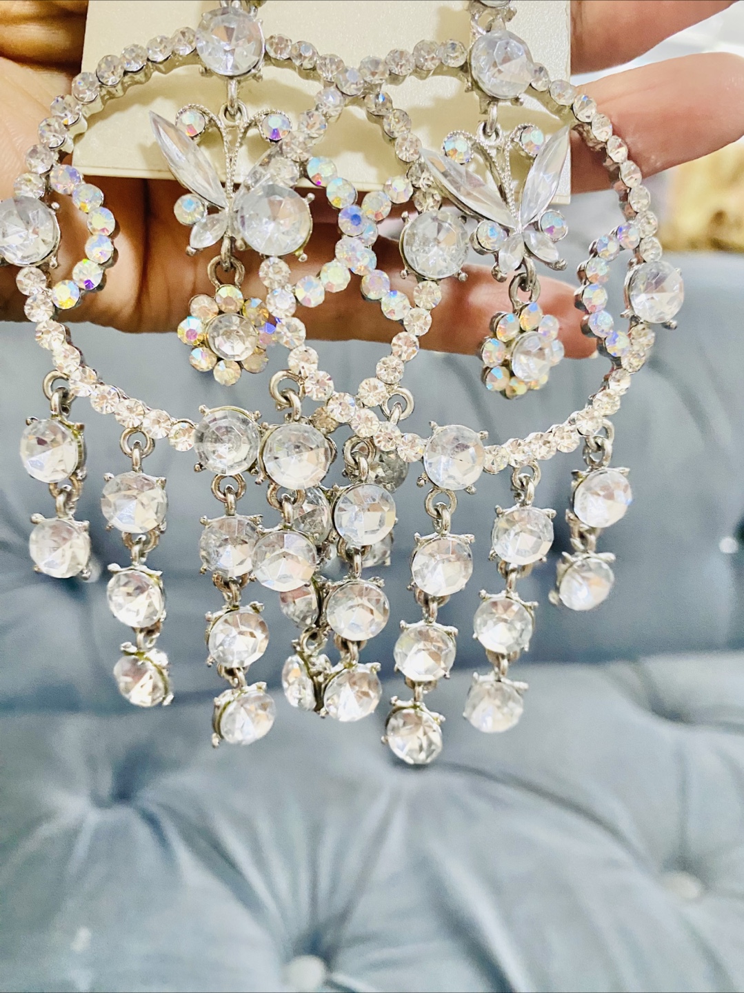 Beautiful 😍 rhinestones butterfly Bold Elements Dangle Earrings - photo 2