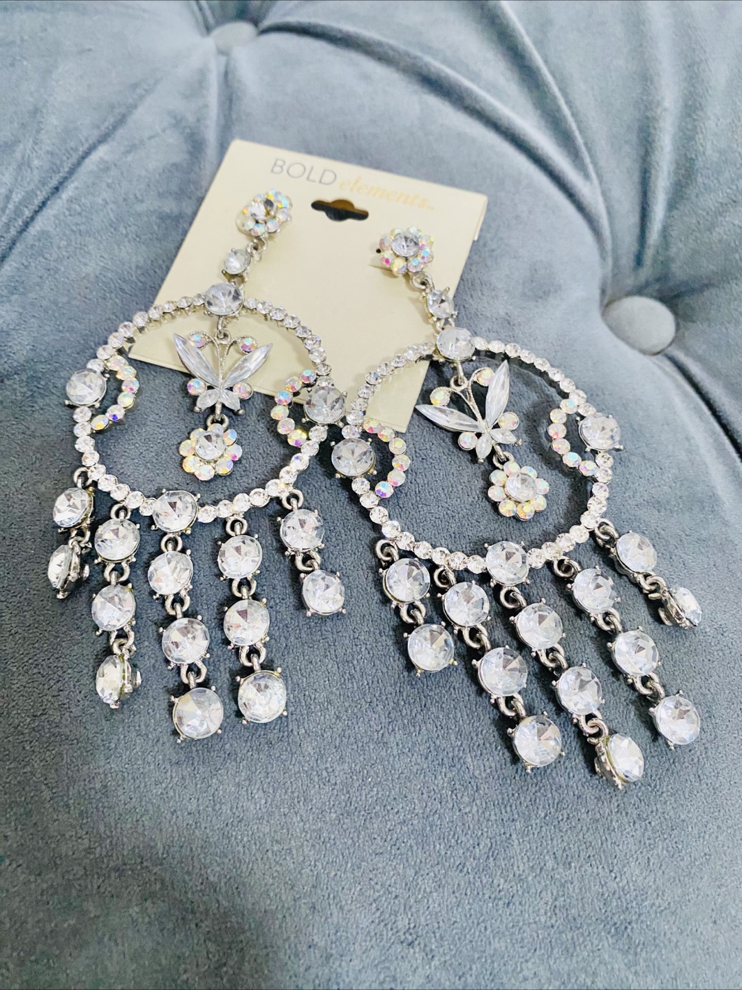 Beautiful 😍 rhinestones butterfly Bold Elements Dangle Earrings - photo 5
