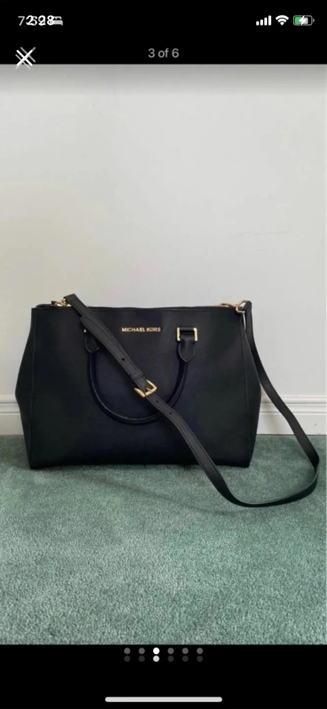 Michael Kors Black Leather Satchel image indicator(3)