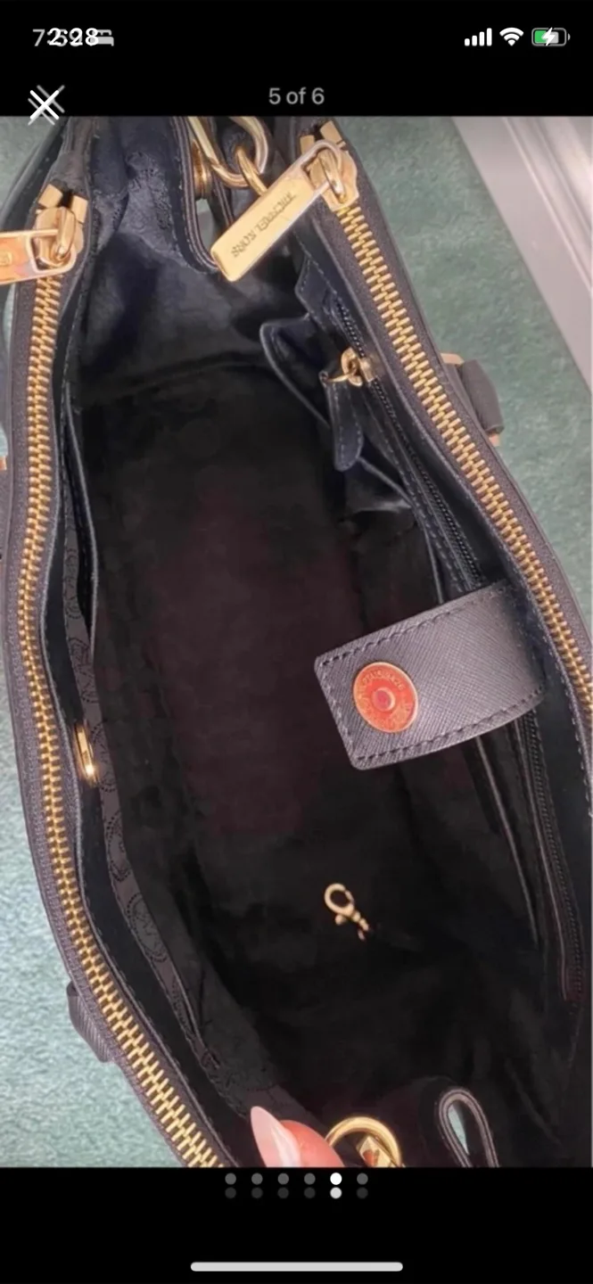 Michael Kors Black Leather Satchel image indicator(5)