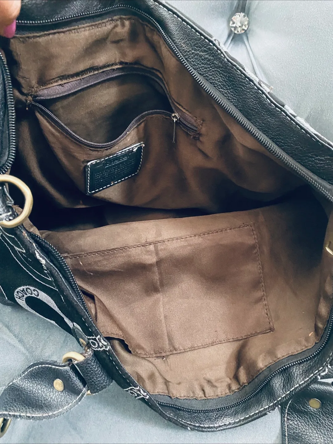 Coach Black & Silver Signature Hobo Bag image indicator(6)