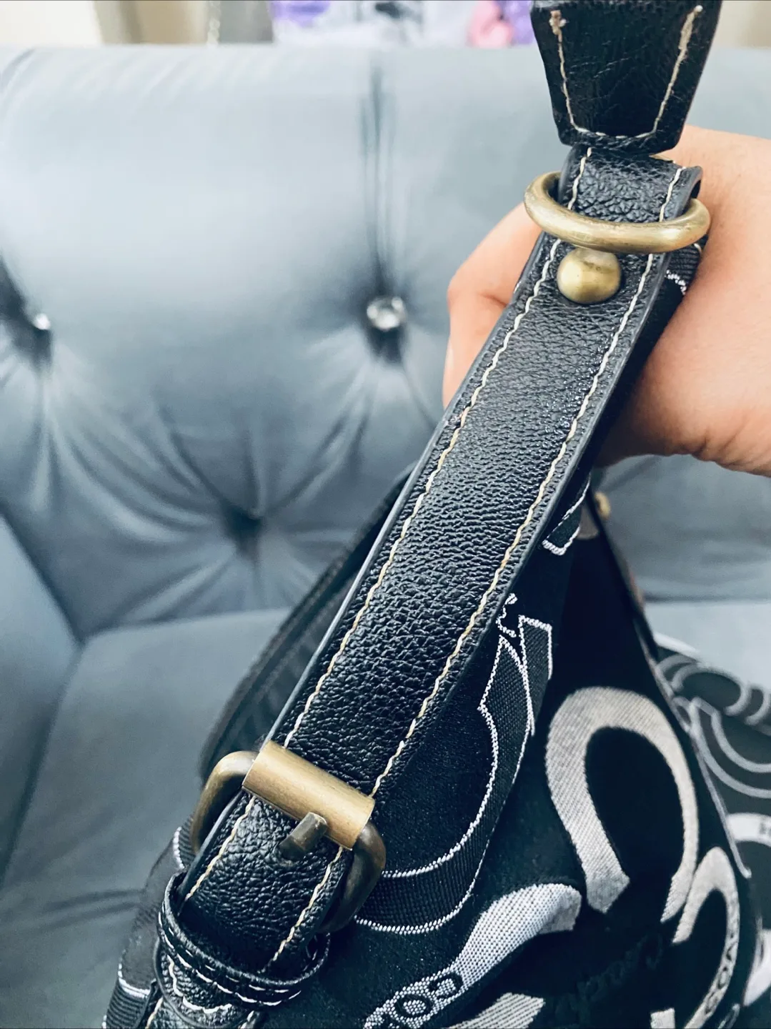 Coach Black & Silver Signature Hobo Bag image indicator(4)