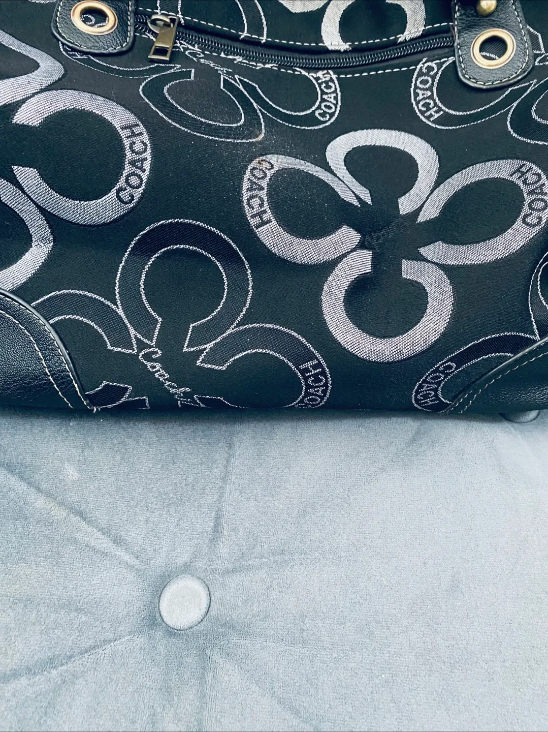 Coach Black & Silver Signature Hobo Bag image indicator(5)