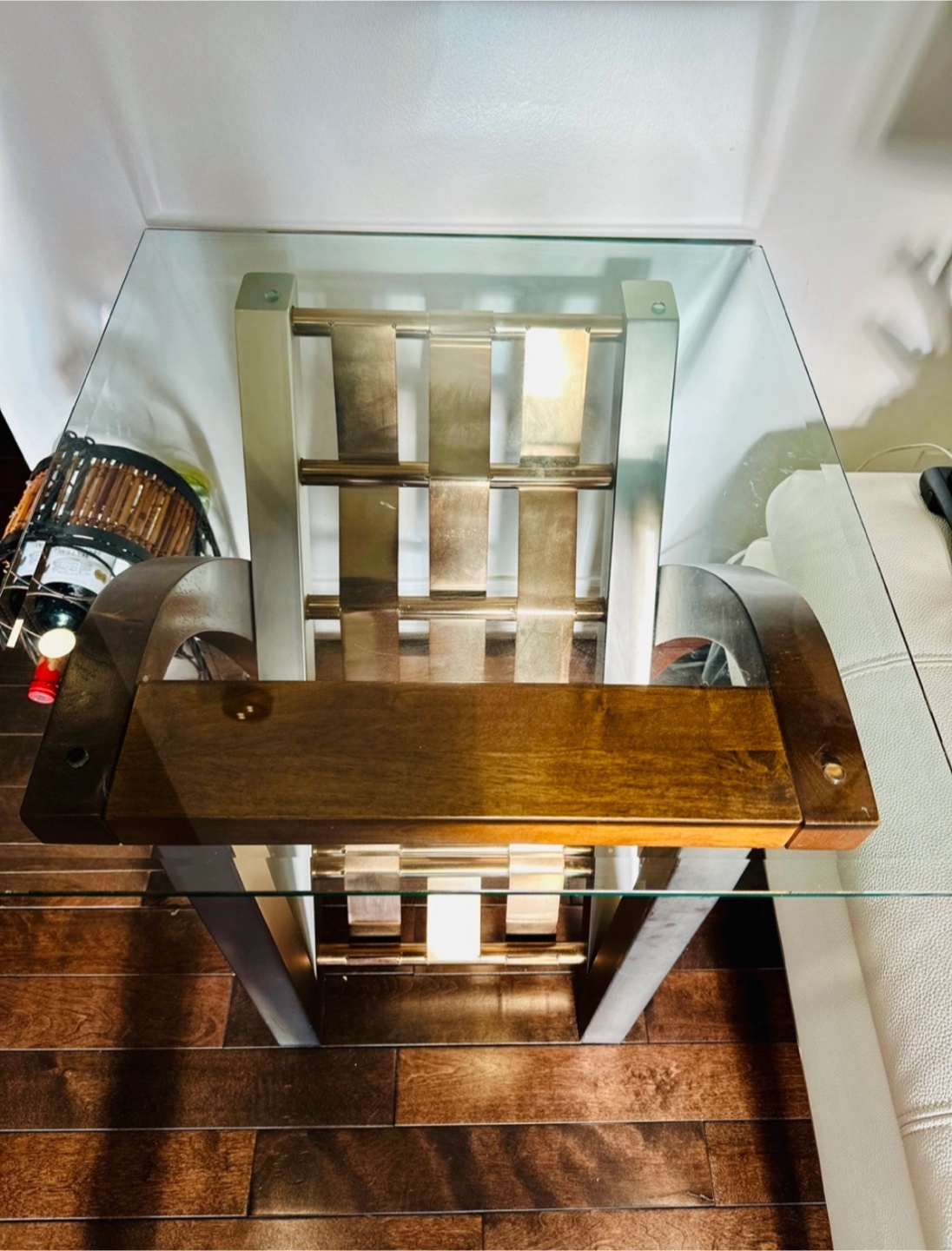 Glass Top Side Table with lamp - photo 2