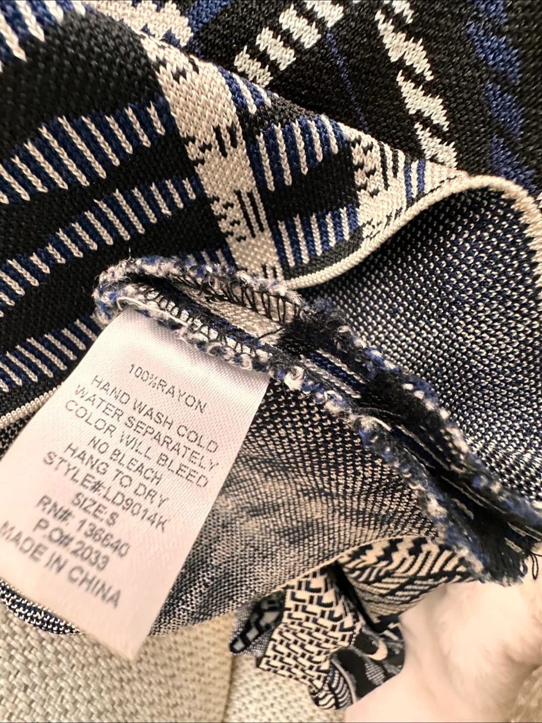 Blue Black And white Bandage Dress Sz S Floating Cap Sleeves image indicator(9)