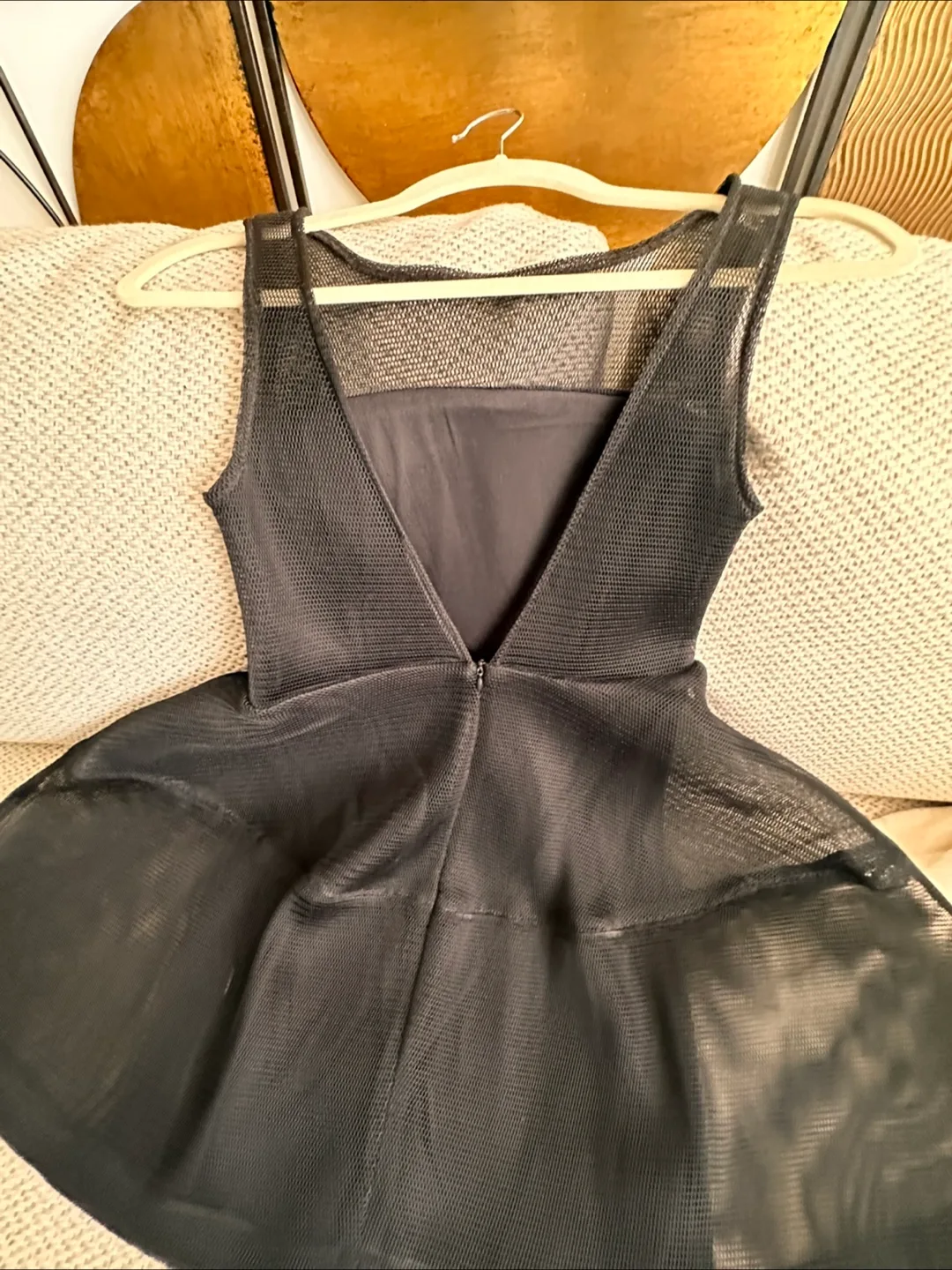 Eyelet Mesh Overlay Black Cocktail Dress, vintage, S image indicator(3)