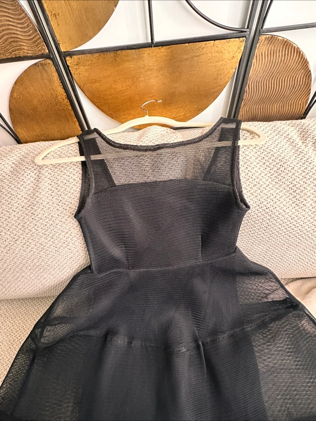 Eyelet Mesh Overlay Black Cocktail Dress, vintage, S image indicator(2)