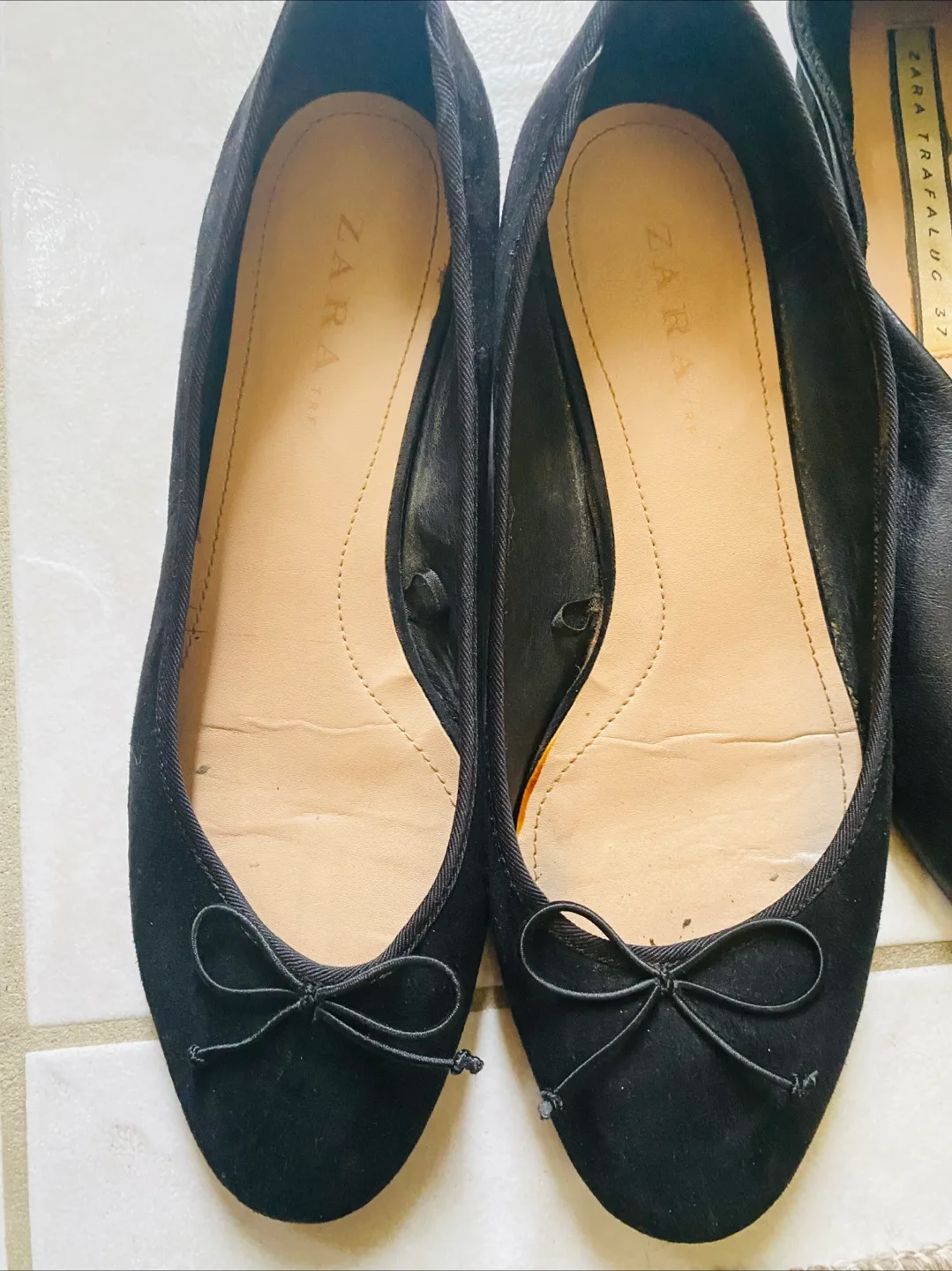 Zara Black Ballet Flats - Size 7 thumbnail