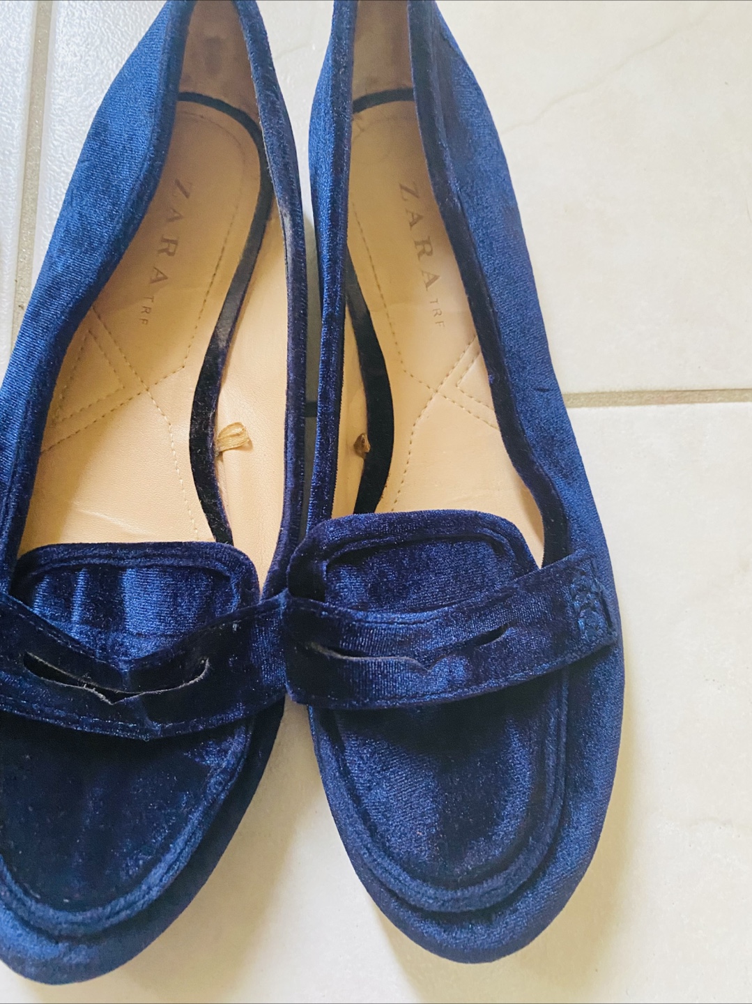 Zara TRF Velvet Loafers, Size 37