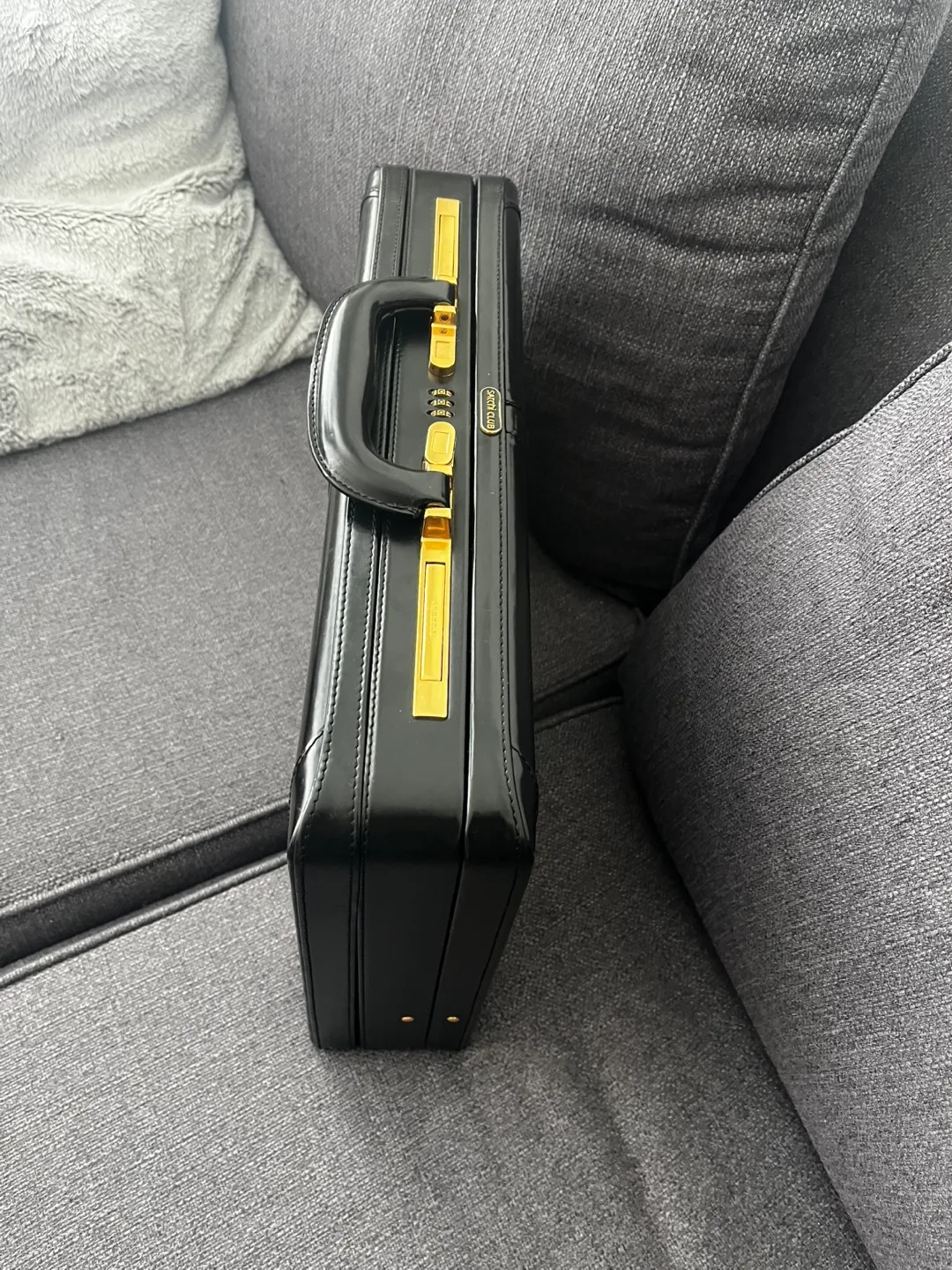 Satchi Club Black Leather Briefcase thumbnail