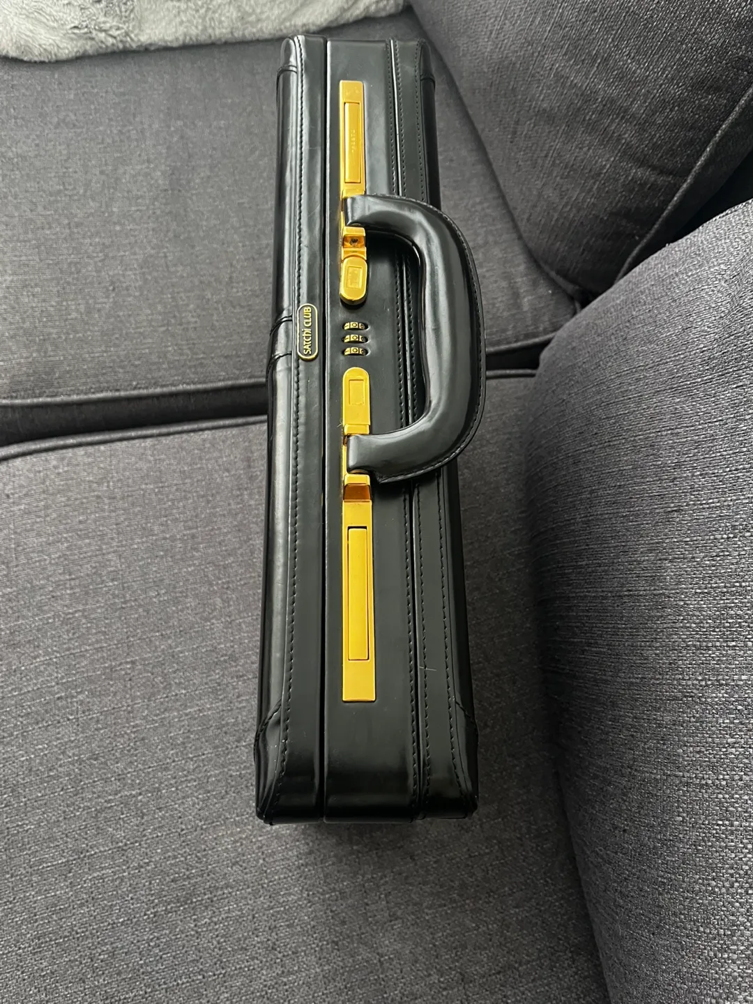 ⸻  Vintage Satchi Club Black Leather Briefcase – Made in Italy image indicator(8)