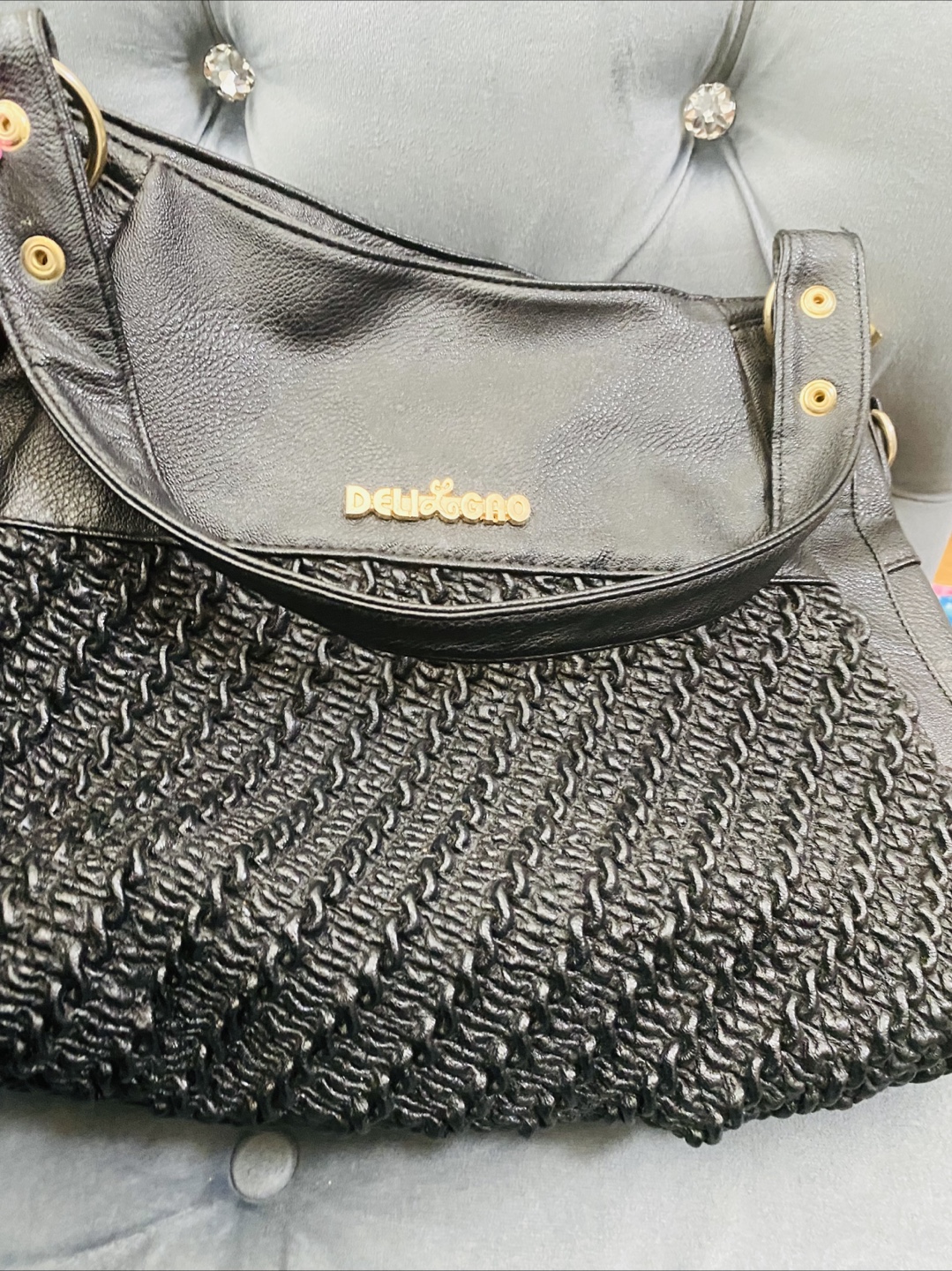 Dellacono Black Leather Shoulder Bag