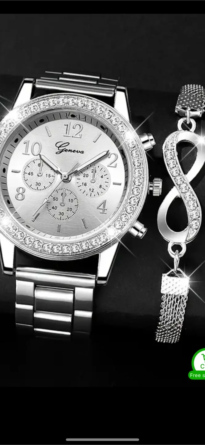 Geneva Silver Watch & Bracelet Set image indicator(7)