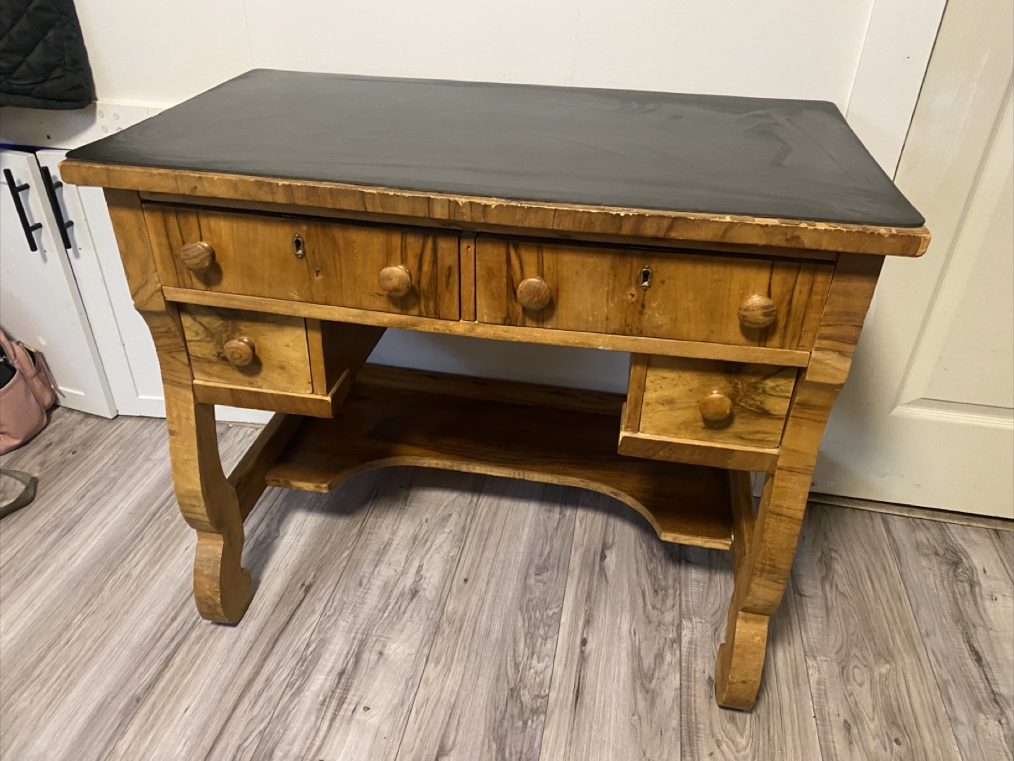 Antique Wooden Desk with Drawers