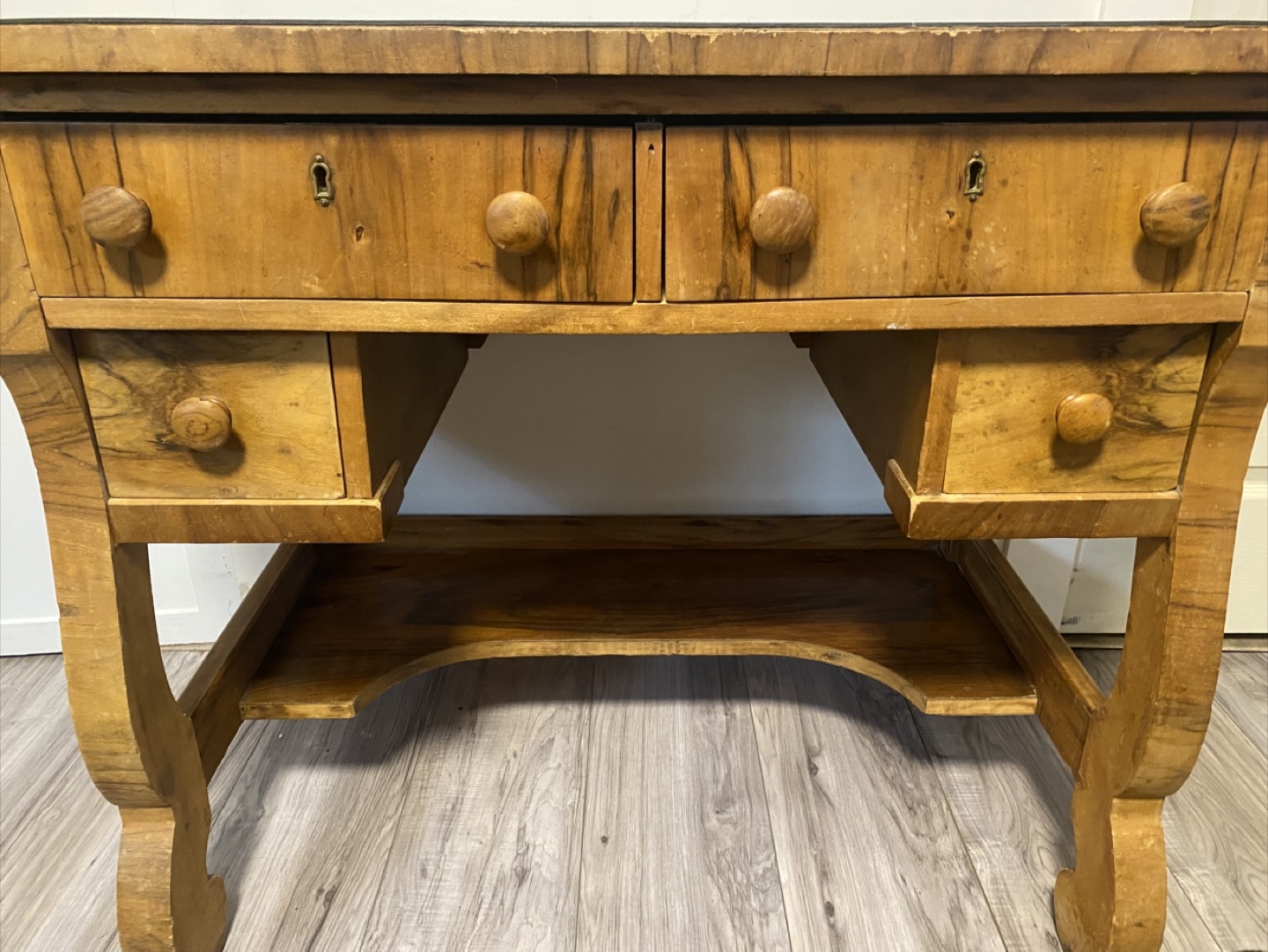 Antique Wooden Desk with Drawers - photo 2