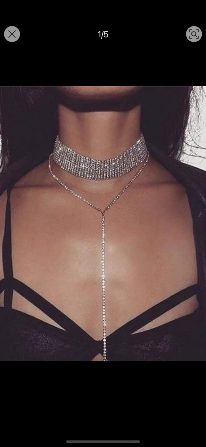 Fashion Jewelry Rhinestone Choker Necklace image indicator(2)