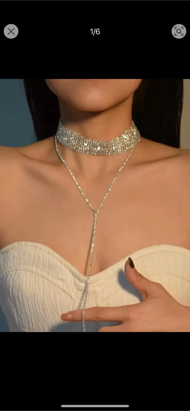 Fashion Jewelry Rhinestone Choker Necklace thumbnail