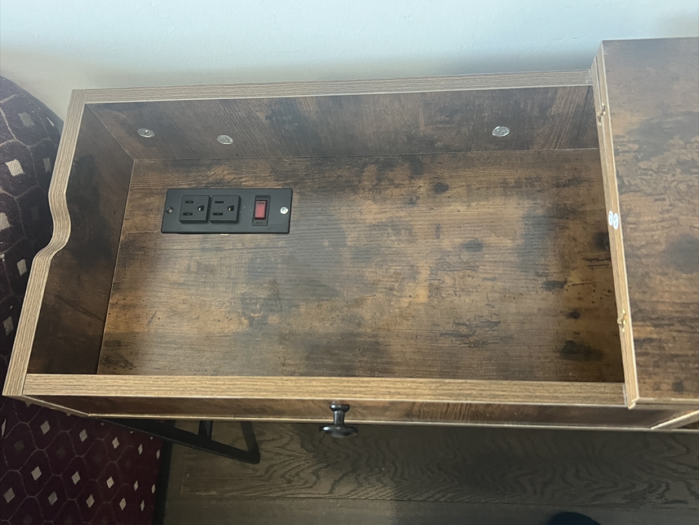Brown Wooden Desk with Drawer & Power Outlet - photo 4