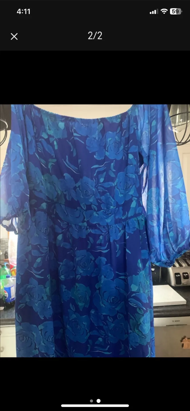 Floral Print Dress - Blue thumbnail