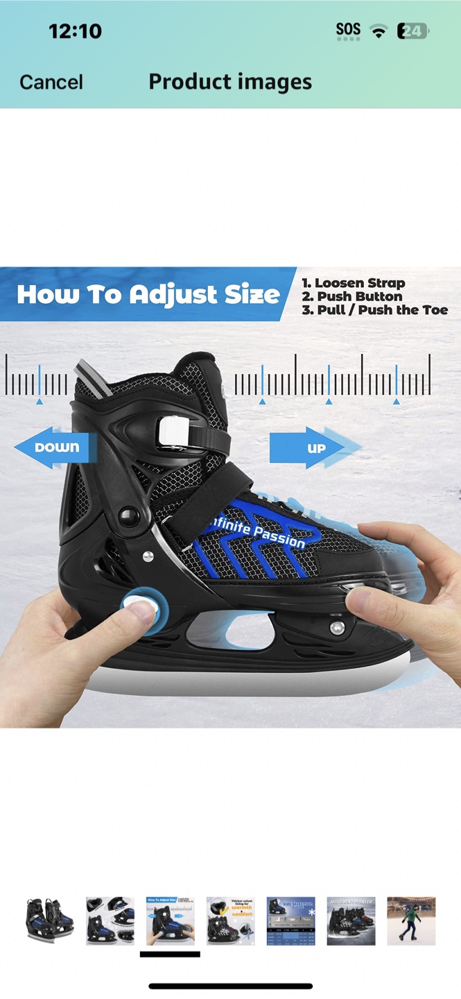 Infinite Passion Adjustable Ice Skates - Size L (US 5Y-8Y) - photo 2