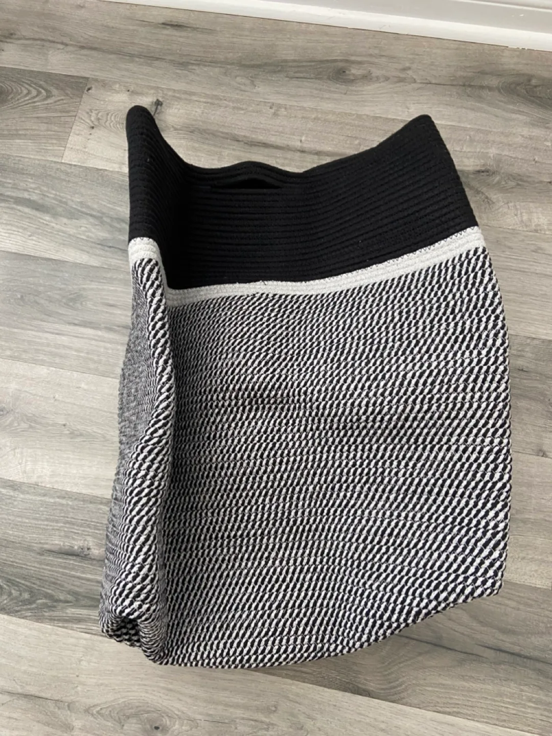 Black & White Woven Laundry Basket image indicator(3)