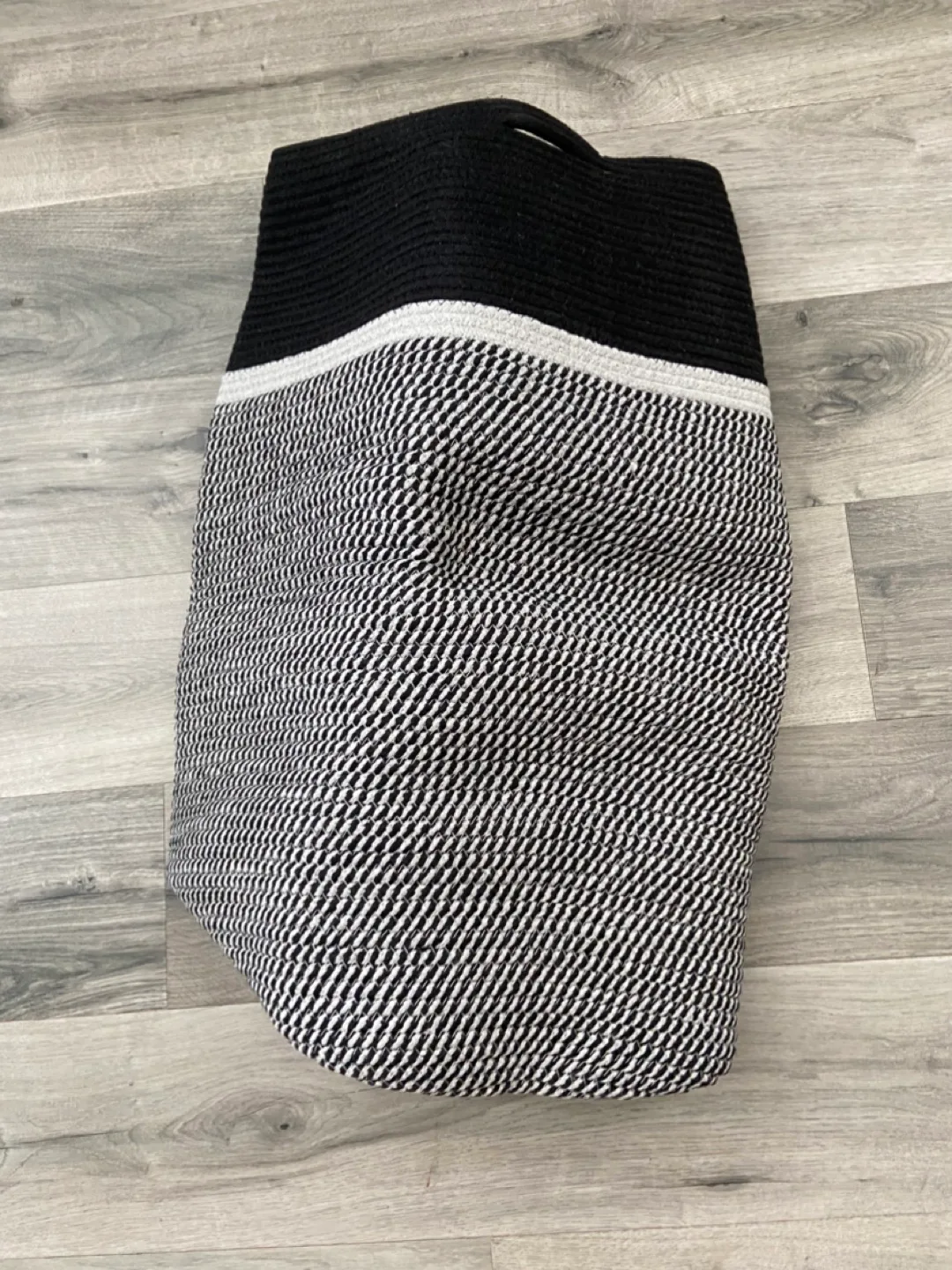 Black & White Woven Laundry Basket image indicator(2)