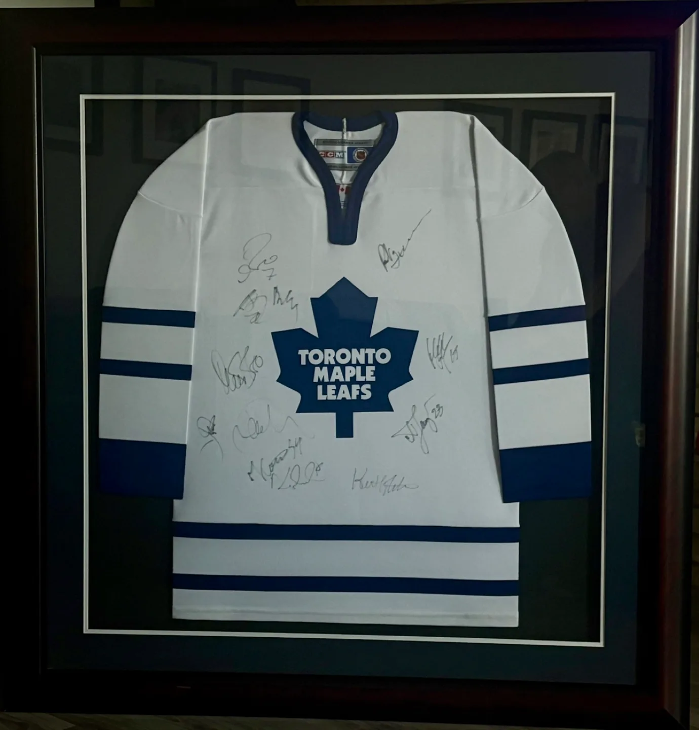 Framed Autographed Toronto Maple Leafs Jersey thumbnail