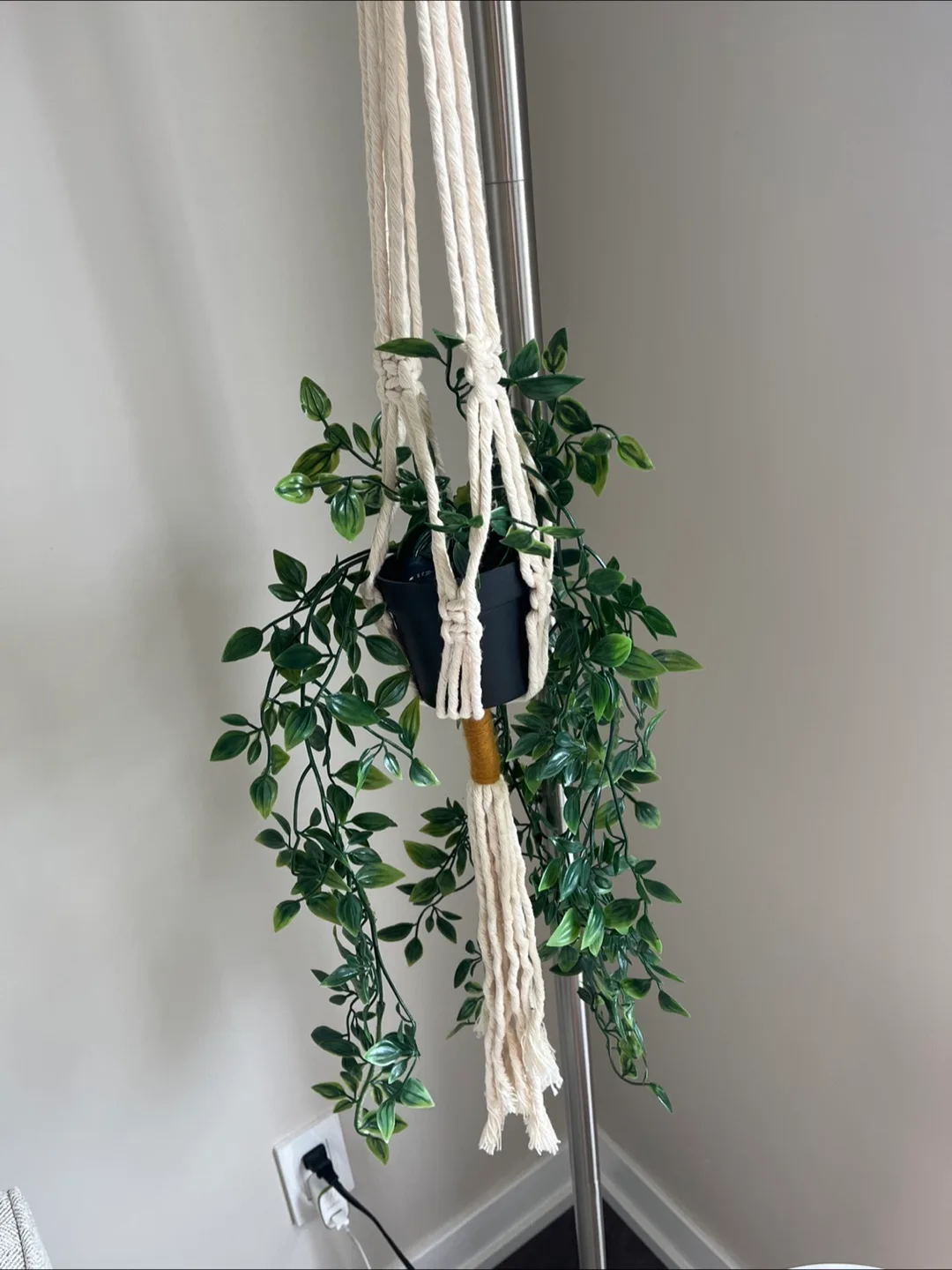 Macrame Plant Hanger with Faux Plant thumbnail