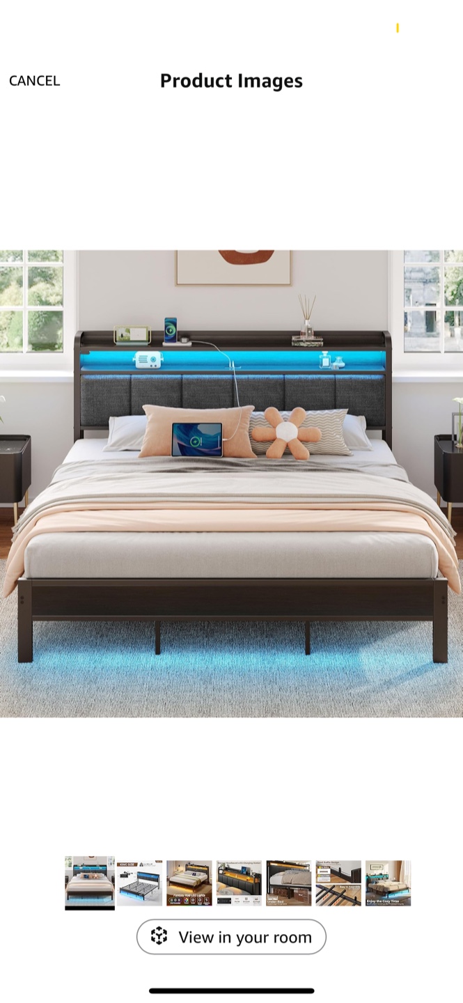 King Size Bed Frame with LED Lights