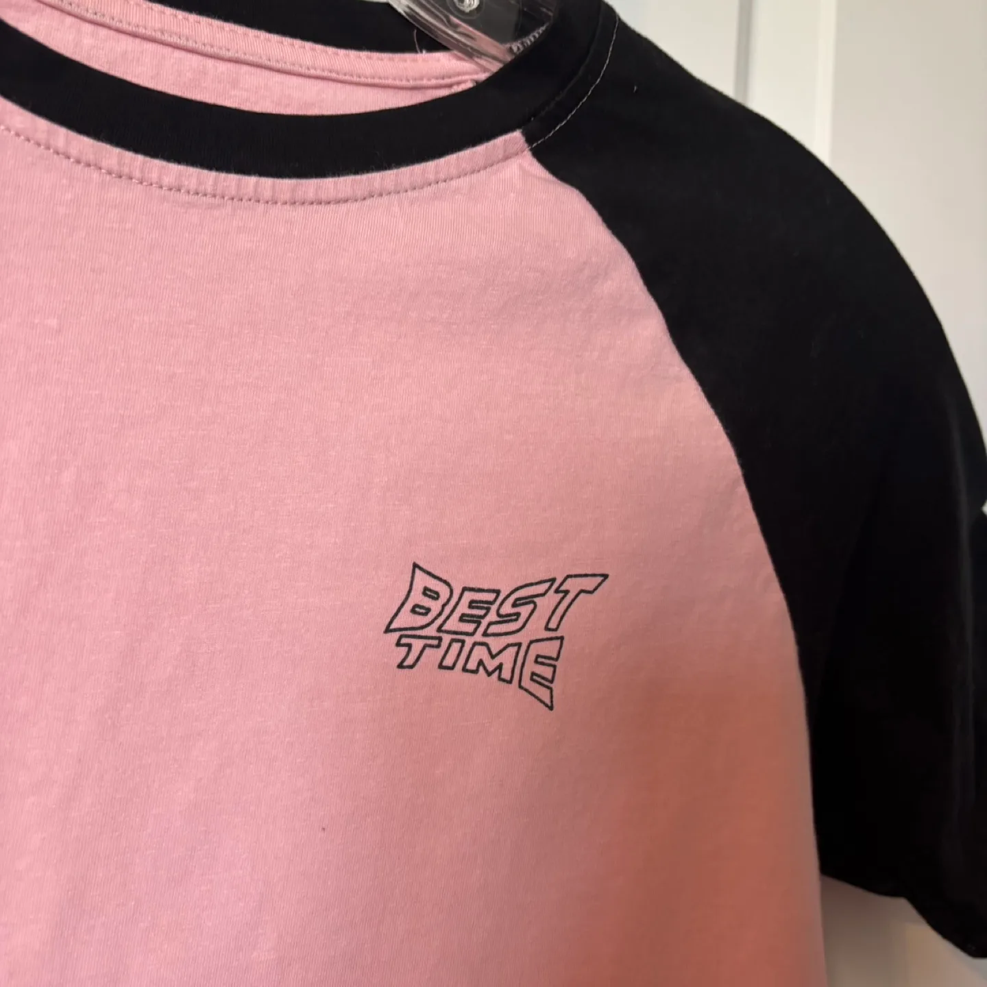 ALL TOPS $5!!! Pink & Black Raglan Tee image indicator(2)