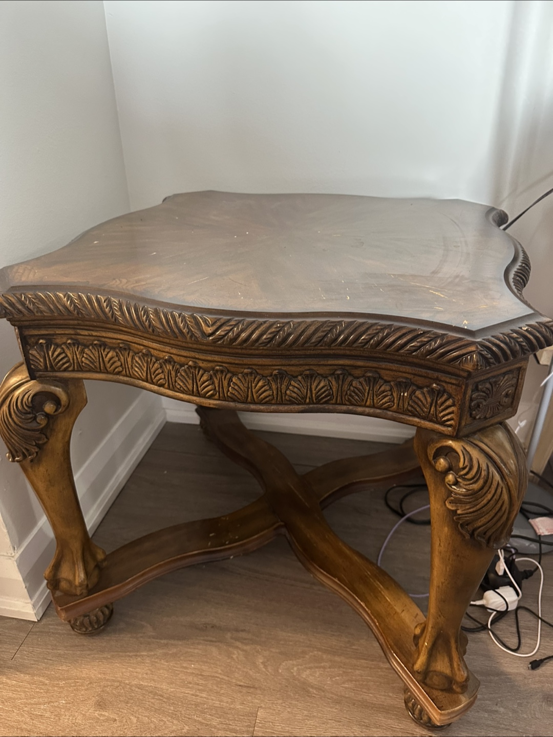 Ornate Wood End Table