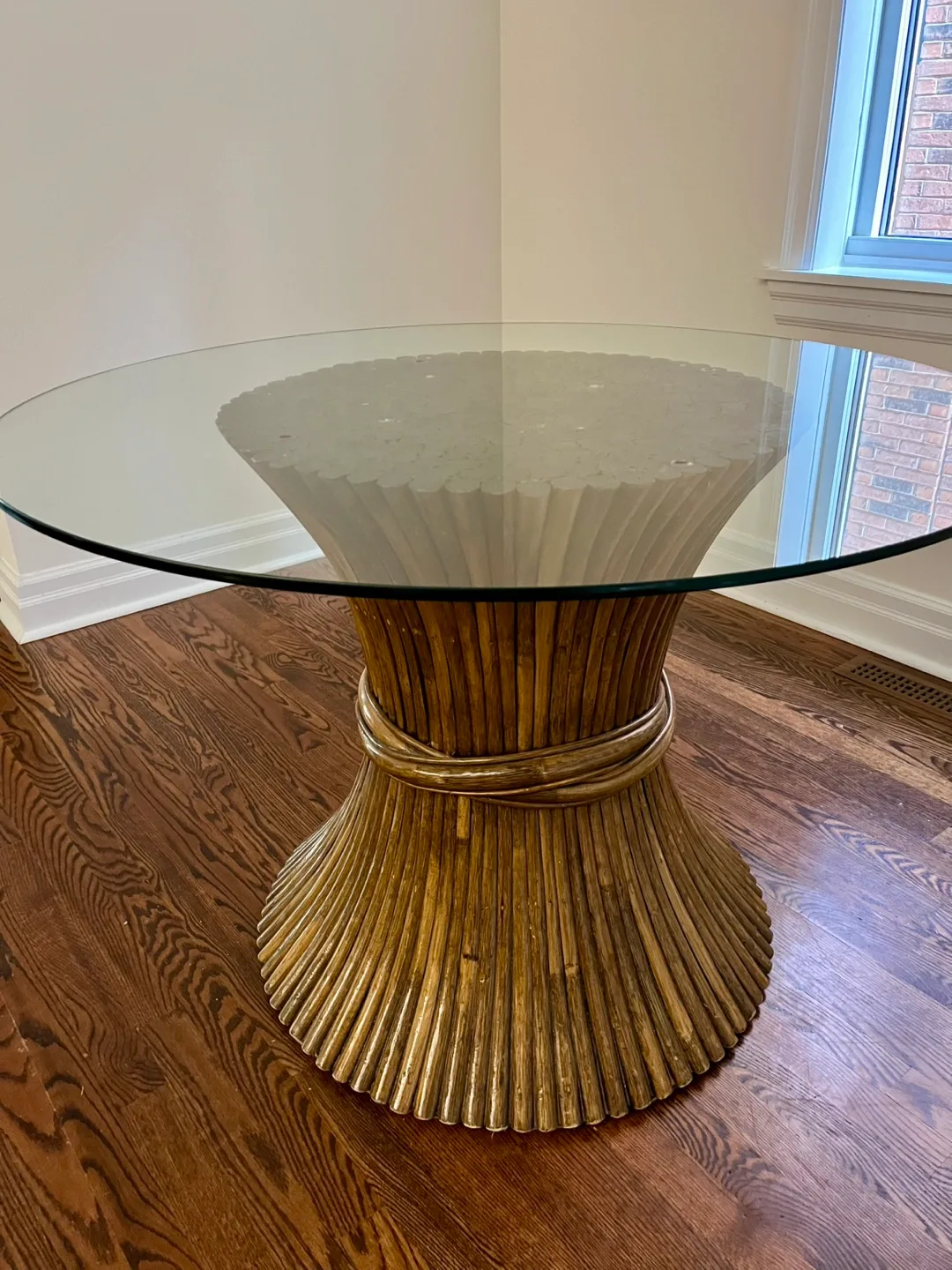 MUST GO TODAY! Dining Table with Rattan Wheat Sheath Base image indicator(3)