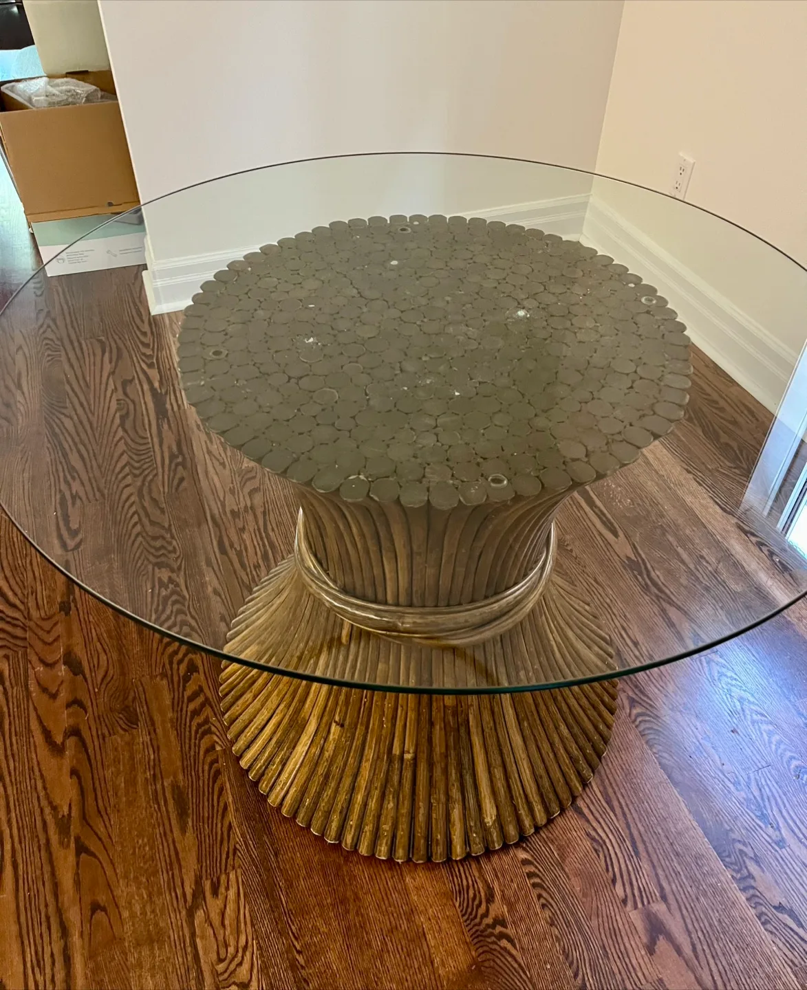 MUST GO TODAY! Dining Table with Rattan Wheat Sheath Base image indicator(2)