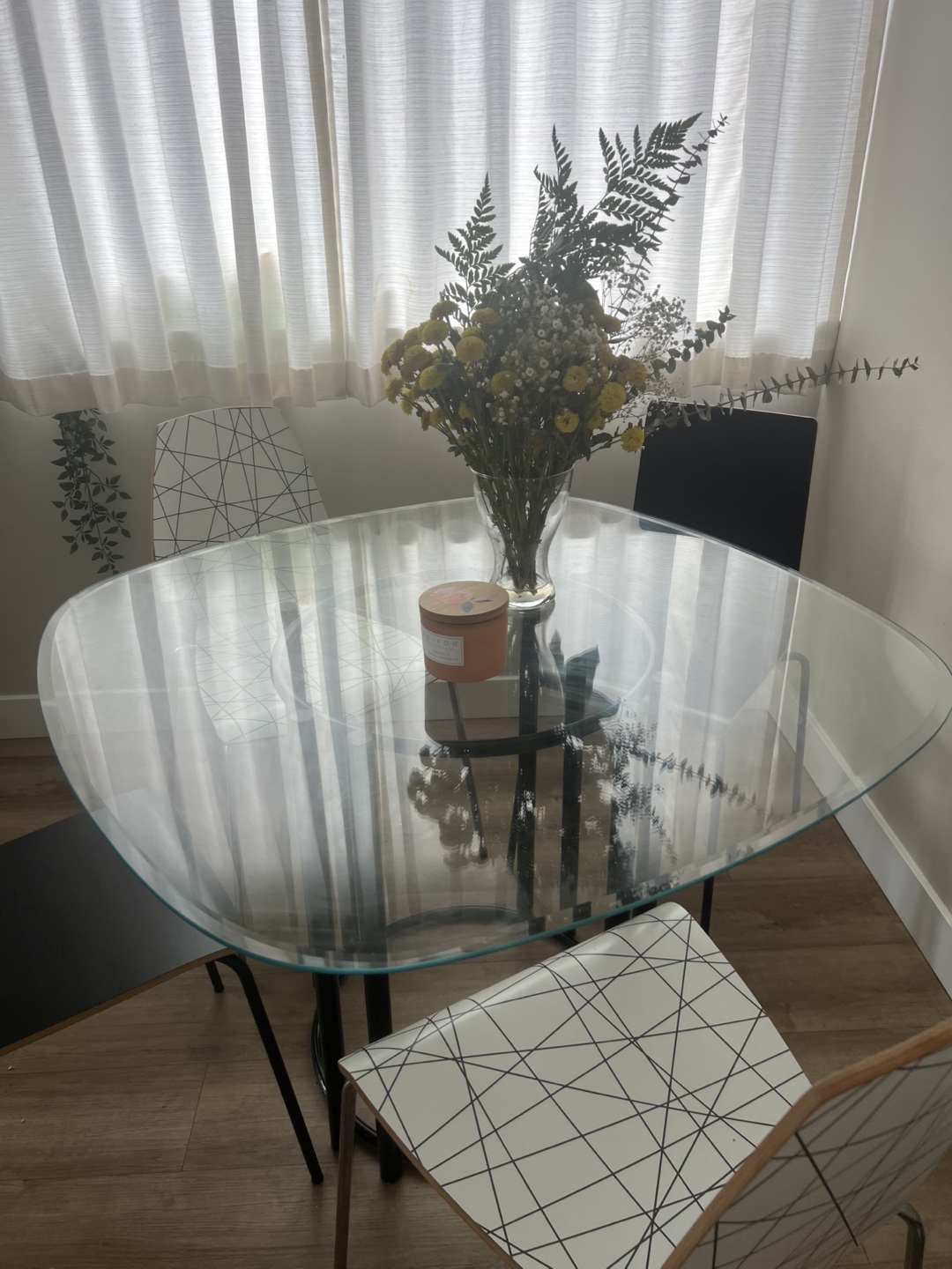 Glass Top Dining Table with 4 Chairs