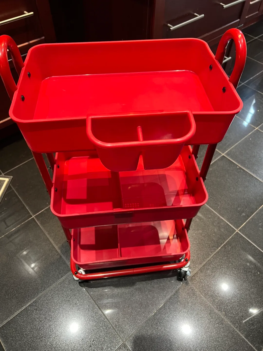 Red 3-Tier Rolling Cart thumbnail