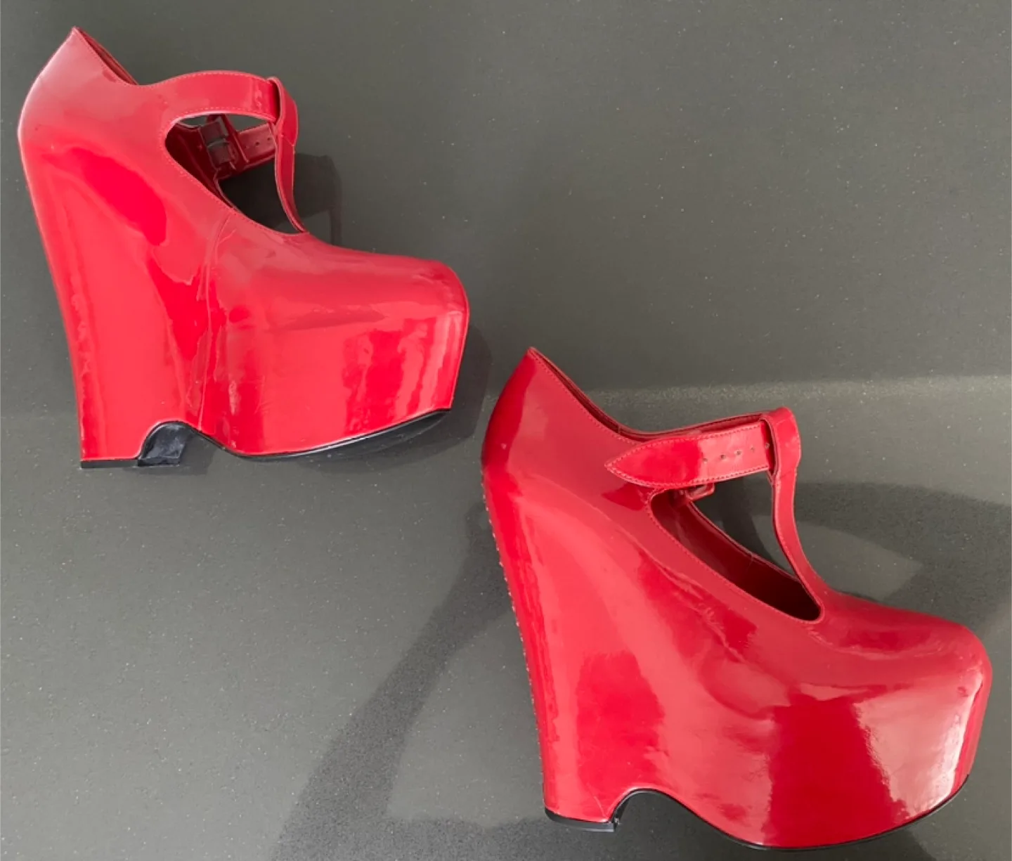 Red Platform Wedge Heels - Von D Shoes “FETISH” - Good Condition image indicator(3)