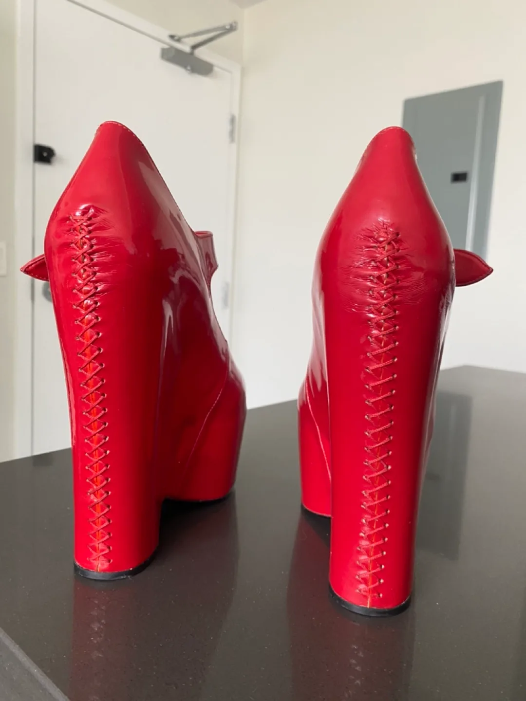 Red Platform Wedge Heels - Von D Shoes “FETISH” - Good Condition image indicator(8)