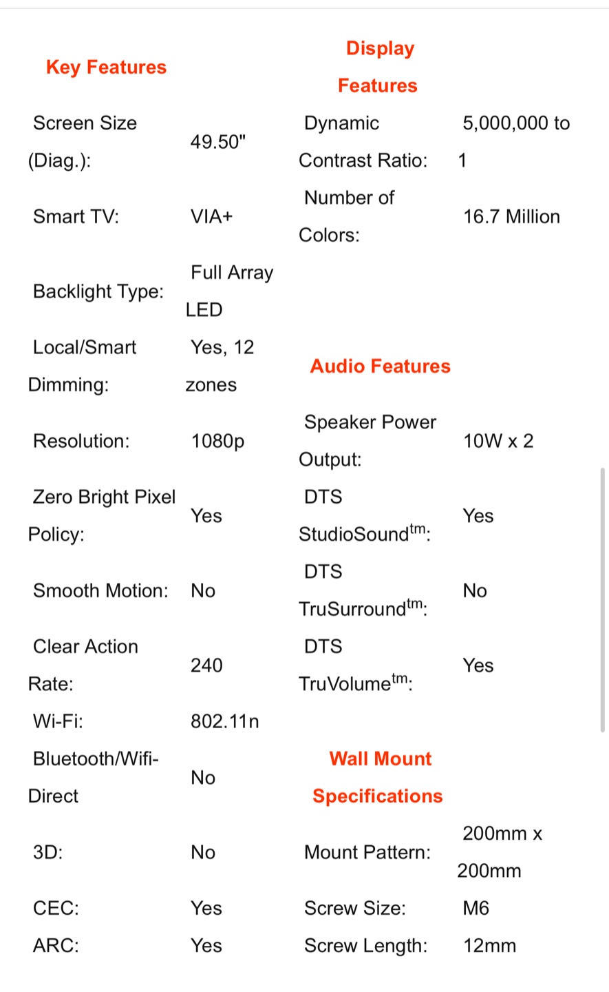 Vizio D50-D1 50" 1080p Smart TV - photo 3