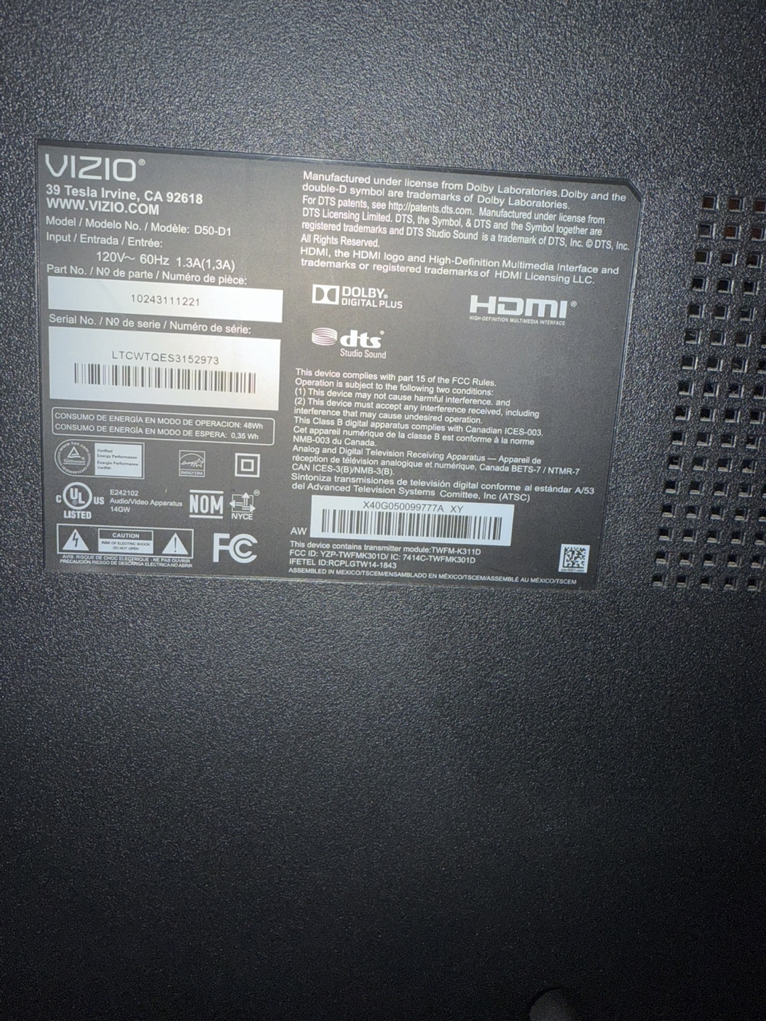 Vizio D50-D1 50" 1080p Smart TV - photo 4