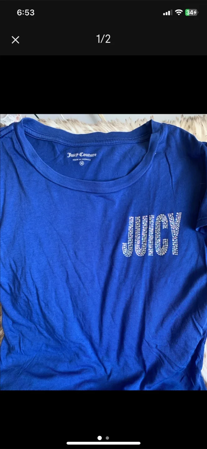 Juicy Couture Blue T-Shirt - Size M thumbnail