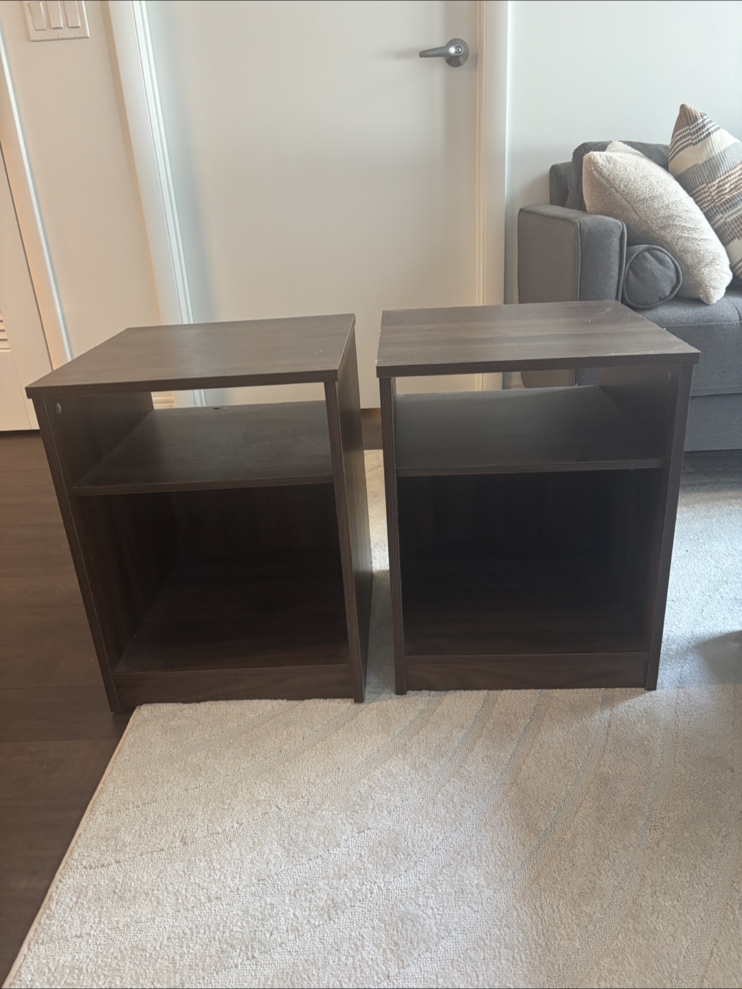 Set of 2 Dark Brown Side Tables