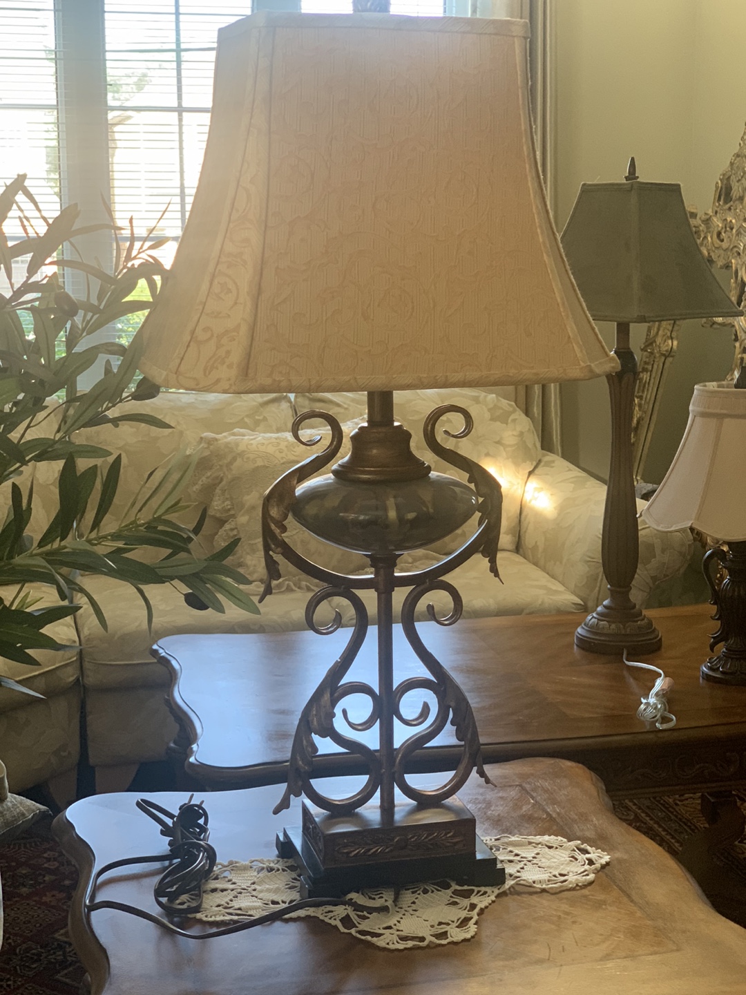 Moving sale—Table Lamp with Patterned Shade