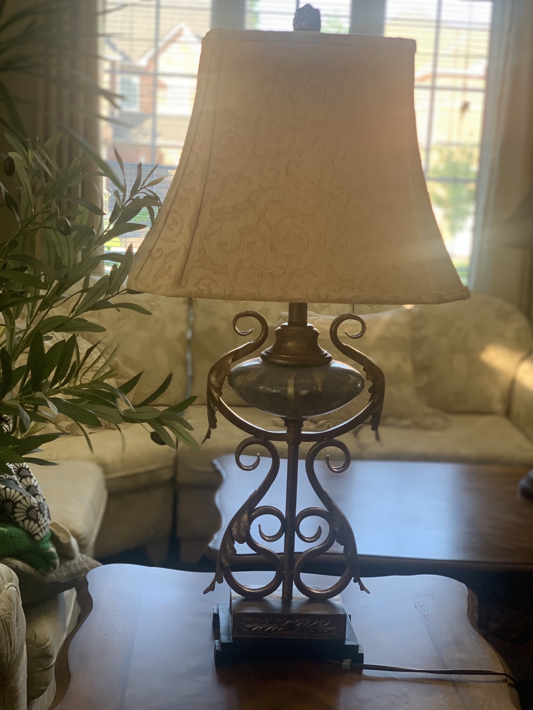 Moving sale—Table Lamp with Patterned Shade - photo 2