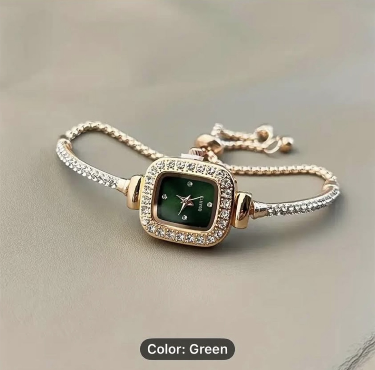 Green Face Quartz Bracelet Watch