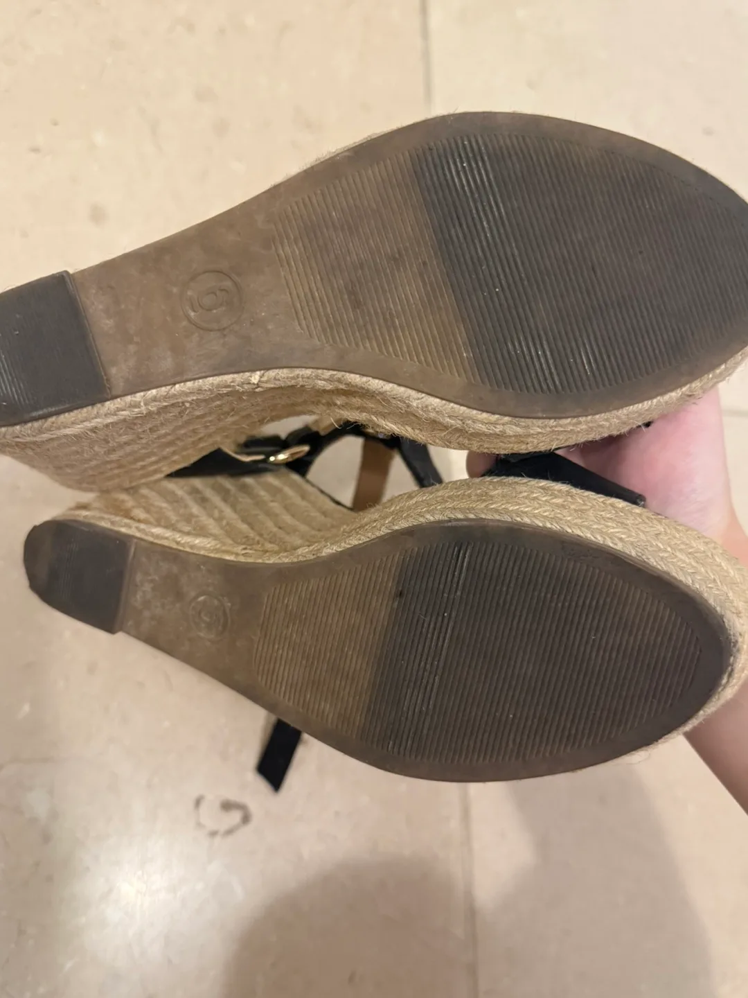 Merona Black Wedge Sandals - Size 6 image indicator(5)