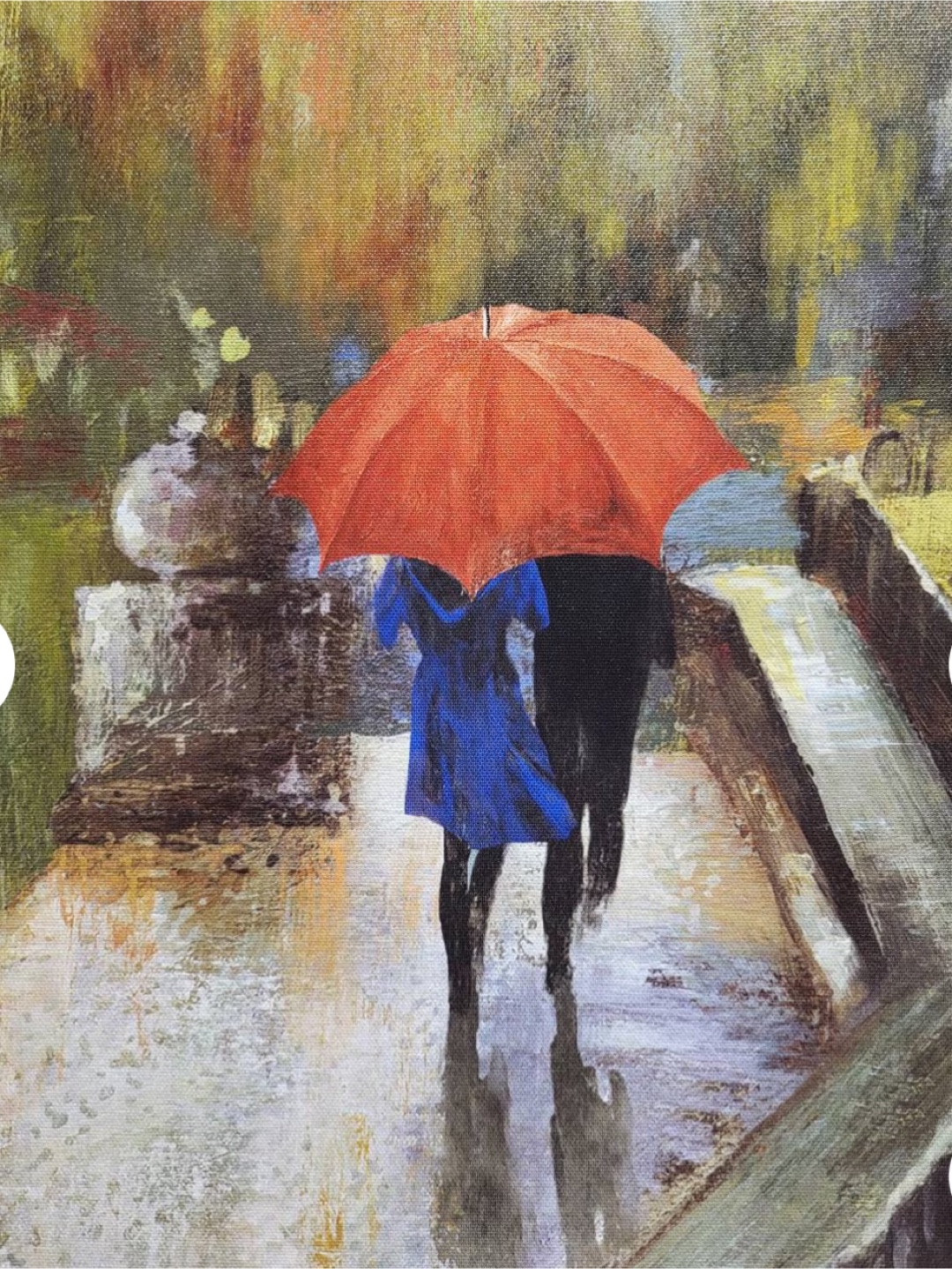 Moving sale —Framed Painting of People with Umbrella - photo 2